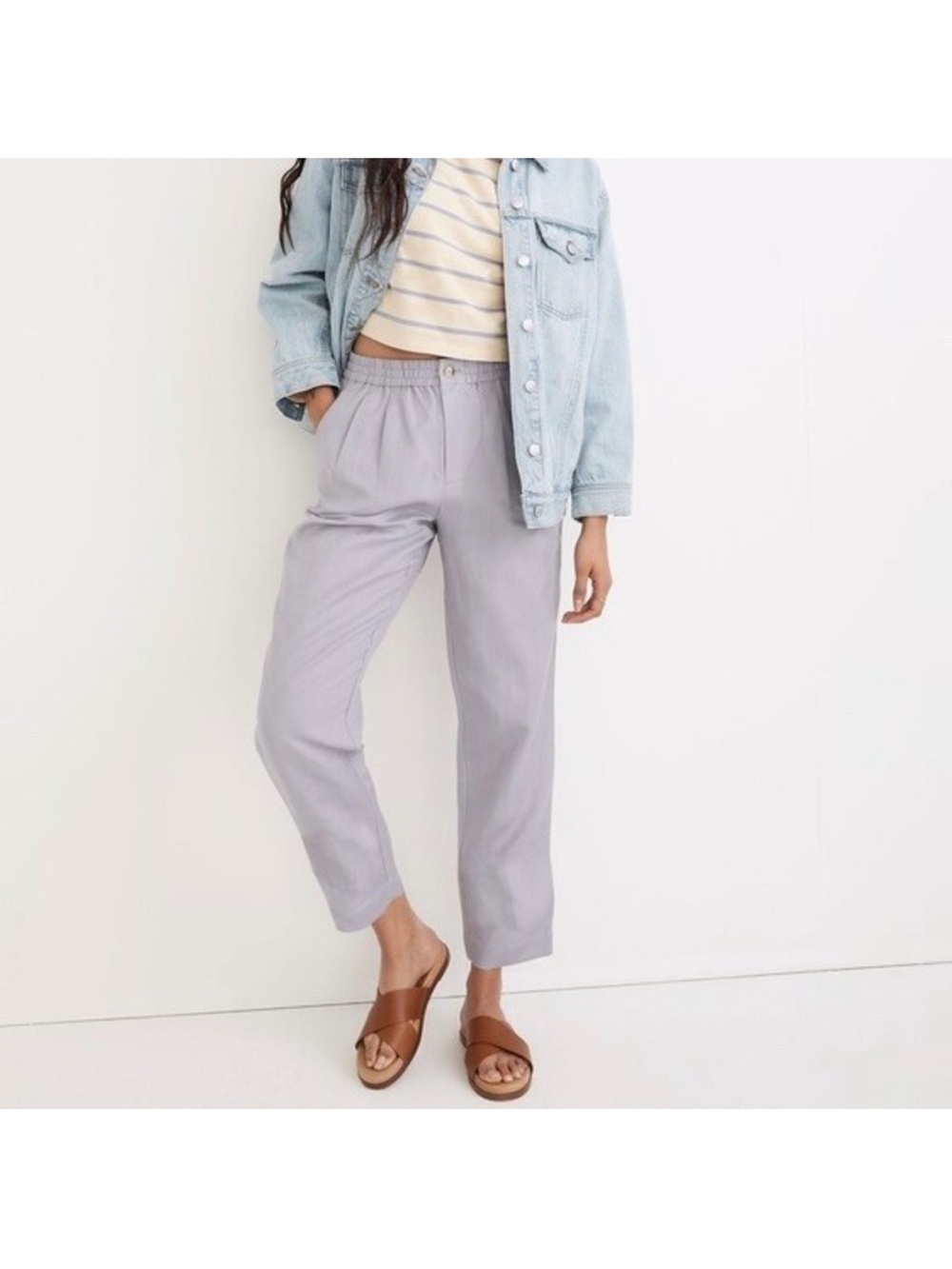 Madewell Linen Blend Pull on Tapered Pants